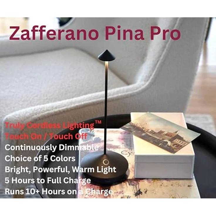 Zafferano Pina Pro - Dimmbare LED-Tischlampe aus Aluminium, Schutzart IP54, Verwendung im Innen-/Außenbereich, Kontaktladestation, H29cm, EU-Stecker - Dunkelgrau – Bild 3