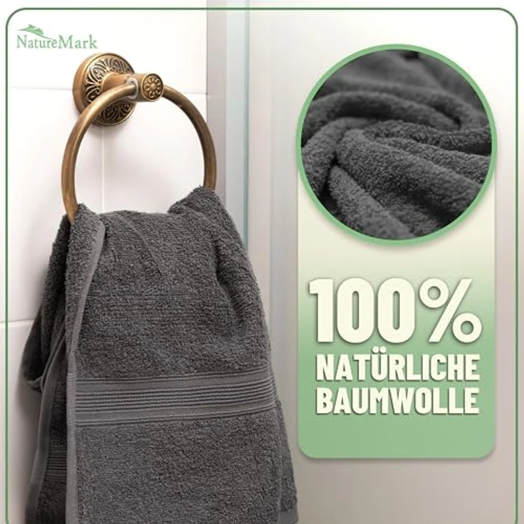Green Mark Handtuch-Set mit 10 Teilen – 100% Baumwolle – 4 Handtücher 50 × 100 cm, 2 große Duschtücher 70 × 140 cm, 2 Gästetücher 30 × 50 cm und 2 Waschhandschuhe – Anthrazitgrau – Bild 4