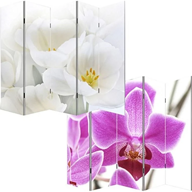 Foto-Paravent Paravent Raumteiler Trennwand M68 ~ 180x200cm, Orchidee – Bild 1