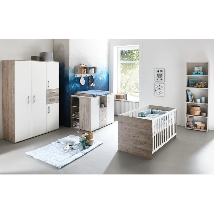Babymöbel-Megaset »Bente« 7-teilig, Eiche Sand / Weiß, Arthur Berndt – Bild 1