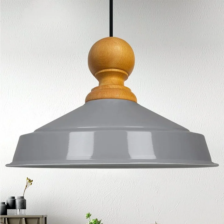 Bamyum Pendelleuchte Bamyum Asletl Industrielle aus Holz, 41cm, Metall E27 Lampe, ohne Leuchtmittel – Bild 1