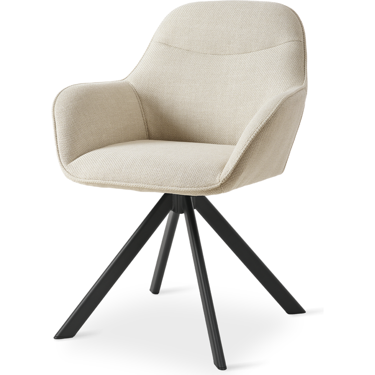 GOEURVANT 1370 Esszimmerstühle 4er-Set mit Armlehnen, 360° Drehbar, Webstoff - Beige Stoff – Bild 3