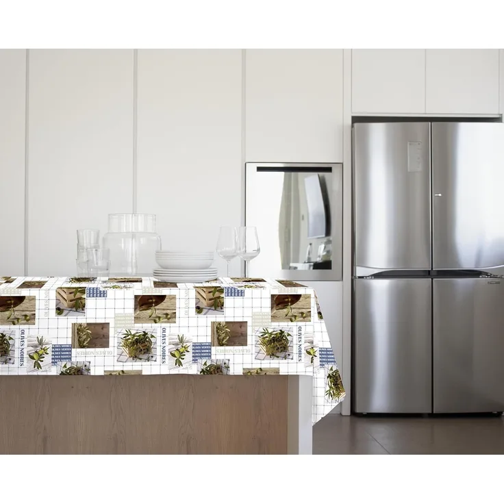 GEMITEX Traditionelle Tischdecke, Plüsch, gewachst, wasserdicht und schmutzabweisend, Dekor 4141 Provence Olive, ideal für rechteckige Tische für 6/8 Personen, 140 x 180 cm, hergestellt in Italien,