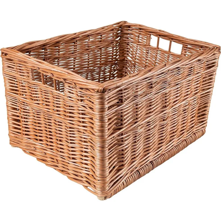 Creative Home Holzkiste Weidenkorb Aufbewahrungskorb, Handgeflochten, Haltbar (1 St), Korb Geflochten Naturkorb mit Griffen Aufbewahrung