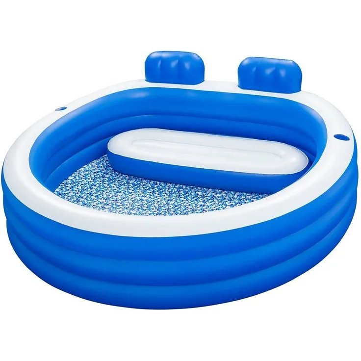 Bestway Family Pool mit Sitzbank und Getränkehalter Splash Paradise 231x219x79cm