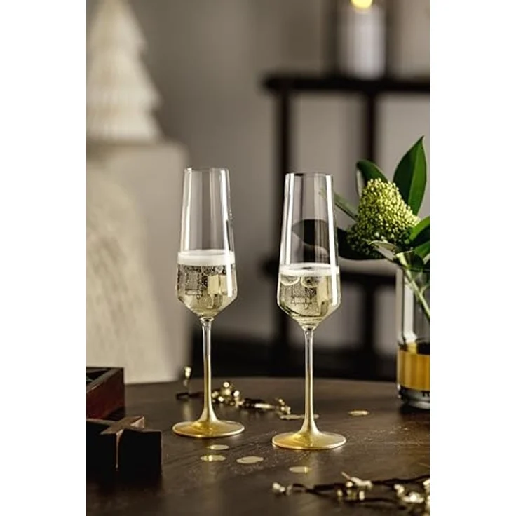 LEONARDO Sektglas PUCCINI, goldfarben, 2-tlg, Kristallglas, 2er Set, 280ml – Bild 4