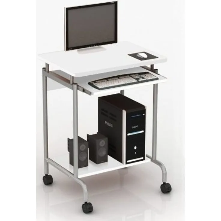Techly ICA-TB S005W Gerade Rechteckige Form MDF-Platten Metall Homeoffice Weiß