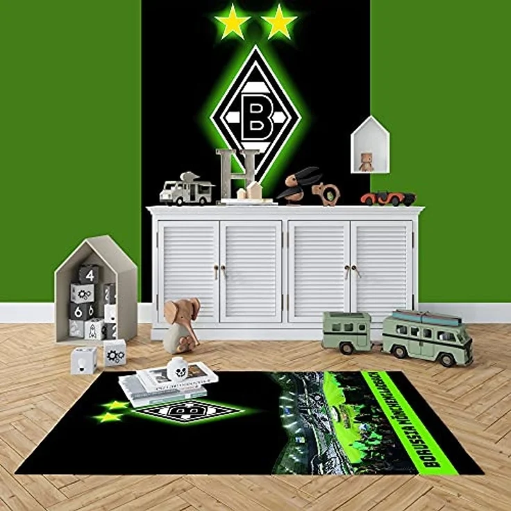 BERONAGE Kinderteppich Borussia Mönchengladbach Teppich Borussia-Park 100x120 cm, rechteckig, Höhe: 10 mm, rutschfest – Bild 5