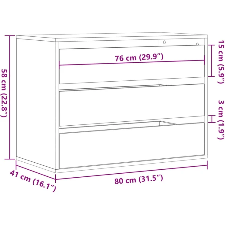 vidaXL Kommode Altholz-Optik 80x41x58 cm Holzwerkstoff 852859 – Bild 10