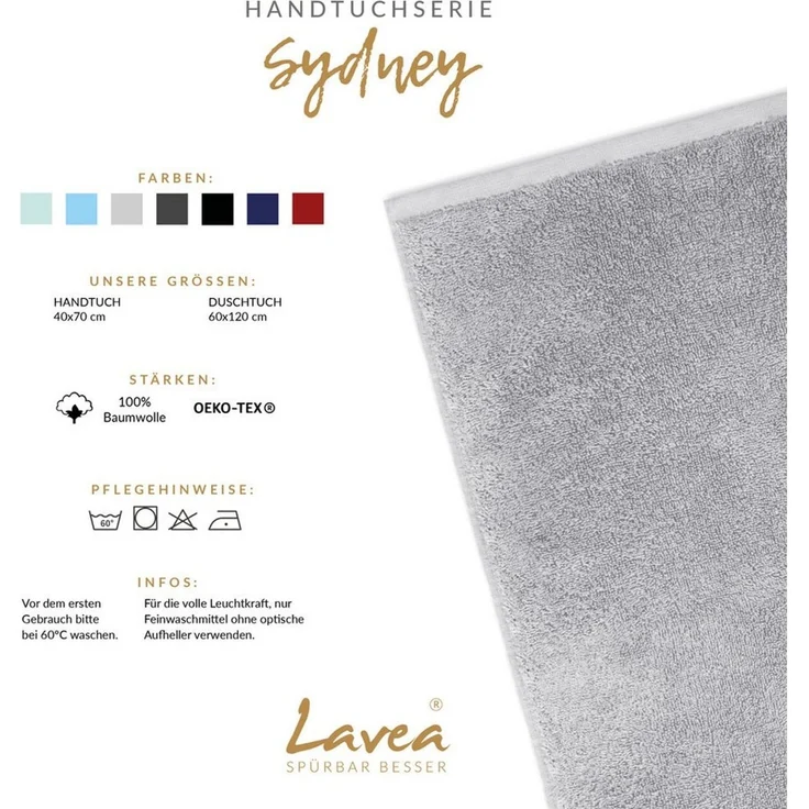 Lavea Handtücher Sydney Serie Handtuch oder Duschtuch Set, (4-St), 500 g/m² Frottier, weich & saugstark, pflegeleicht – Bild 2
