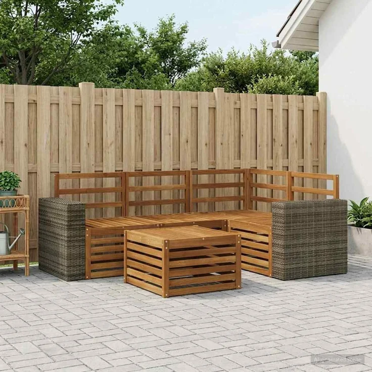 vidaXL Outdoor-Sofagarnitur 5 stk. 4-Sitzer Natur Massivholz Akazie 3384335 – Bild 1