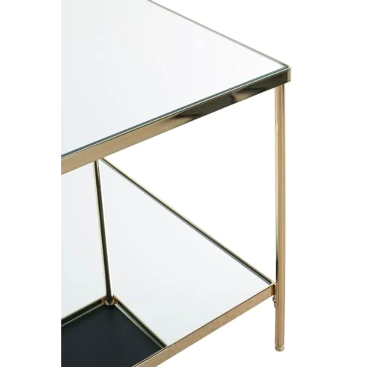 XXXL Beistelltisch Messing Quadrat, Metall/Glas, 45x46x45 cm, offenes Fach für Wohnzimmer – Bild 4