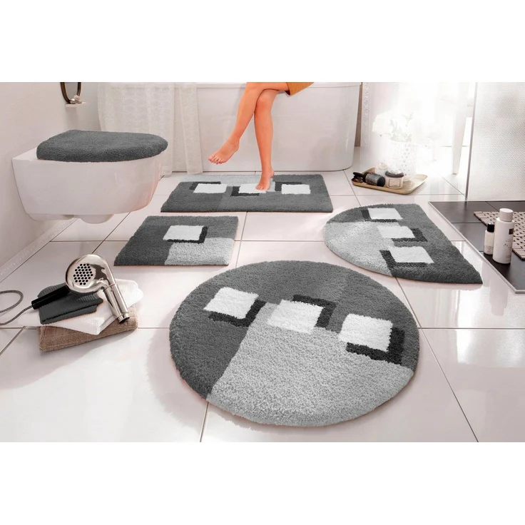 my home Badematte Ada, Badvorleger, Badezimmer Teppich, Höhe 21 mm, rutschhemmend beschichtet, fußbodenheizungsgeeignet, schnell trocknend, strapazierfähig, Polyester, rechteckig, Badteppich, Badematten auch als 3 teiliges Set erhältlich – Bild 2