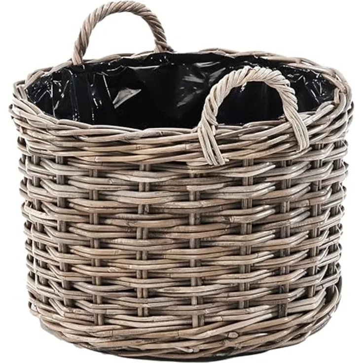 Kobolo Pflanzkübel Pflanzkorb ZELENA Rattan mit Folie ausgeschlagen (1 Stück)