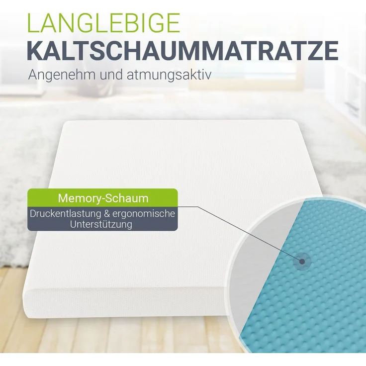 Juskys Kaltschaummatratze 140 x 200 cm Härtegrad H3 16 cm hohe Kaltschaum Matratze Schaumstoffmatratze Schaummatratze Bettmatratze – Bild 3