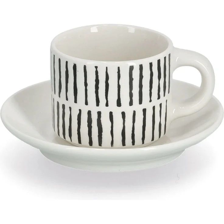 ZELLER 26537 Espresso-Set SCHWARZ/WEISS, 8-tlg, Porzellan – Bild 5