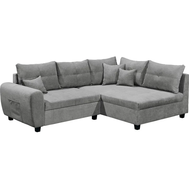 Bega Ecksofa LUANA rechts Stoff dunkelgrau mit Kissen 248x176 cm