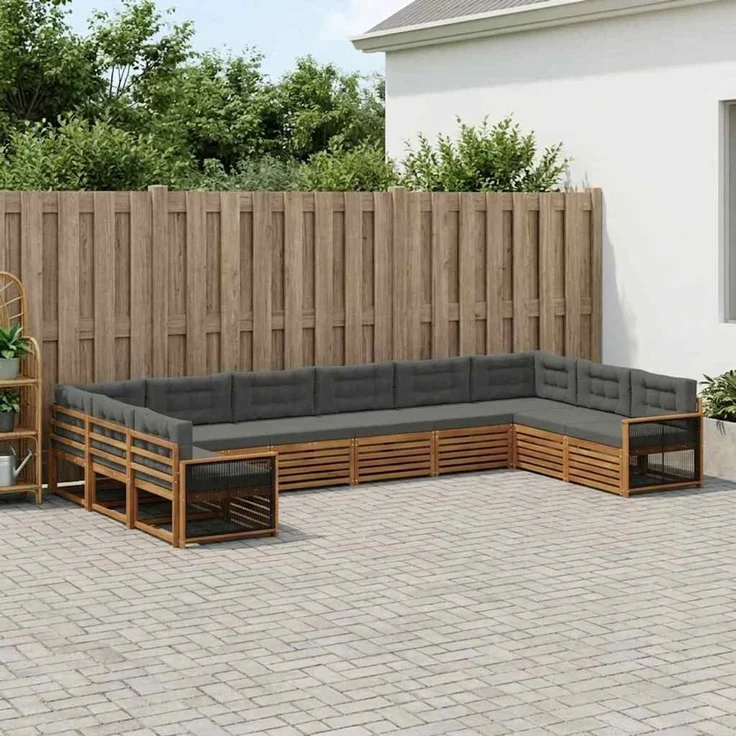 vidaXL Outdoor-Sofagarnitur 10 stk. 10-Sitzer Natur und Anthrazit 3383895 – Bild 1
