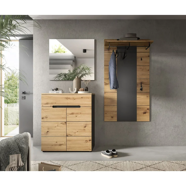 Garderobenkombination (B/H/T: 175x190x37 cm) in Artisan Nachbildung – Bild 5