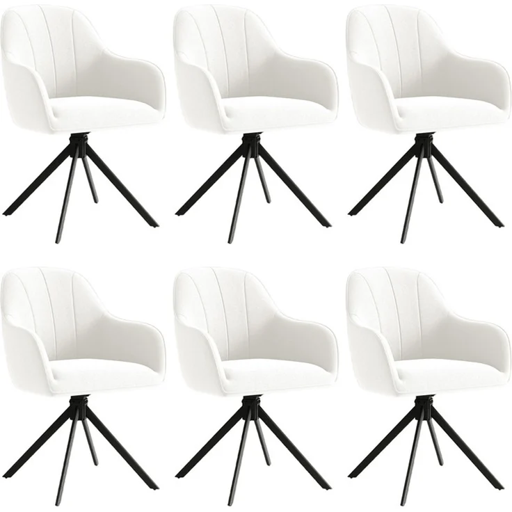 Hawthyhome 4-Fußstuhl Esszimmerstuhl drehbar mit Armlehne, 360° Drehfunktion, Leinenbezug, stabiles schwarzes Metallgestell, moderner Küchenstuhl für Esszimmer, Wohnzimmer, Büro & Homeoffice, Weiß – Bild 7