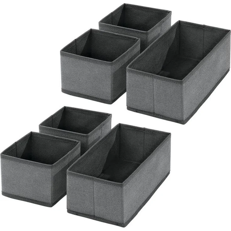 Aufbewahrungsbox Stoffkisten Organizer mDesign 6er Set dunkelgrau/schwarz – Bild 9