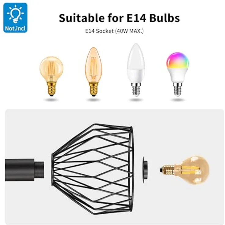 LVWIT E14 Deckenlampe 3 Flammig LED Deckenleuchte Deckenstrahler Schwenkbar 350° Holz LED Deckenspots Schwarz Küchenlampe Wohnzimmer, Flurlampe Modern für Flur, Küche, Schlafzimmer – Bild 3