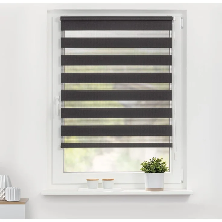 Lichtblick Sonnenschutzsysteme GmbH Doppelrollo Kopenhagen 70 cm x 220 cm (BxL) Anthrazit modernes Duo Rollo; Klemm- und schraubbar; Lichtdurchlässig und blickdicht – Bild 2