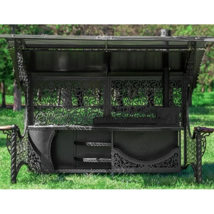 Außenküche – Luxus-Gartenpavillon Emir mit Ofen in Schwarz – Bild 3