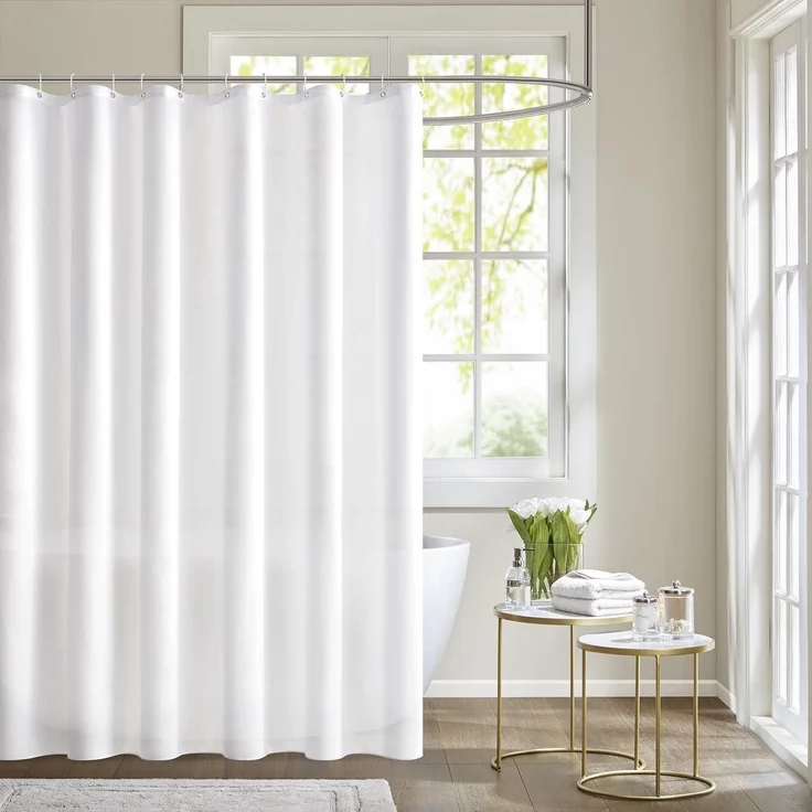 Duschvorhang 200x240cm Weiß Wasserdicht Badvorhang Anti-schimmel Textil Waschbar – Bild 2