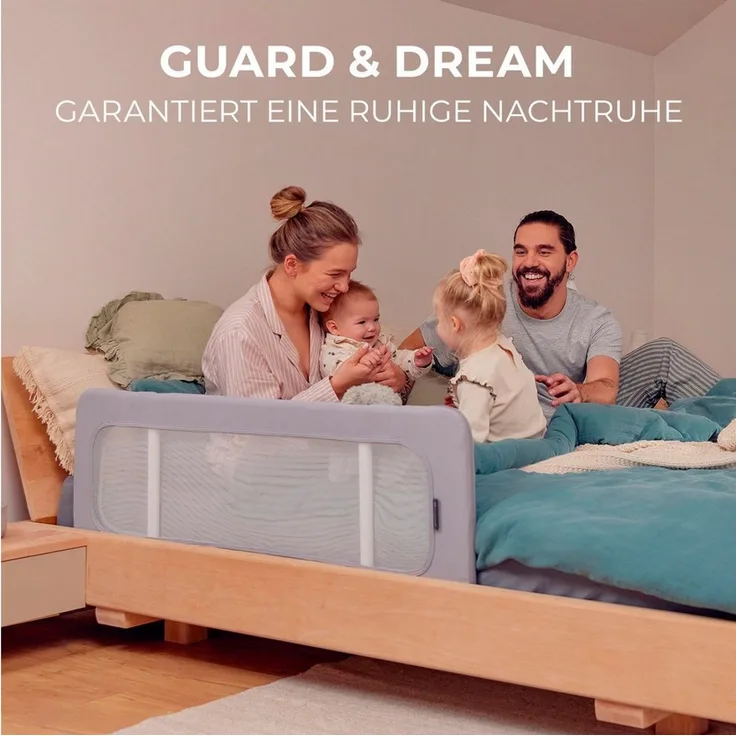 Kinderkraft Guard and Dream Bettgitter 120x40 cm, Bariere Rausfallschutz, Zusammenklappbar, Leicht zu transportieren mit Tragetasche, Einfache Montage, Schwarz
