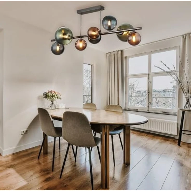 LED Deckenlampe, Glaskugeln, grün bronze petrol, L 87 cm – Bild 5