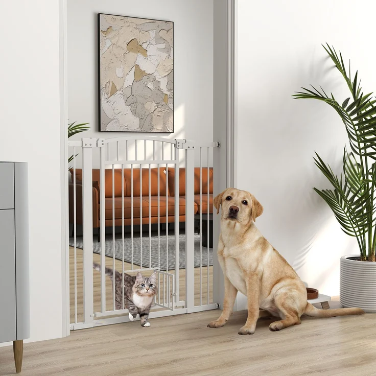 Ausziehbares Hundeschutzgitter 76–104 x 106 cm, 104.0×5.0×106.0cm, Weiß, MELAYR – Bild 3