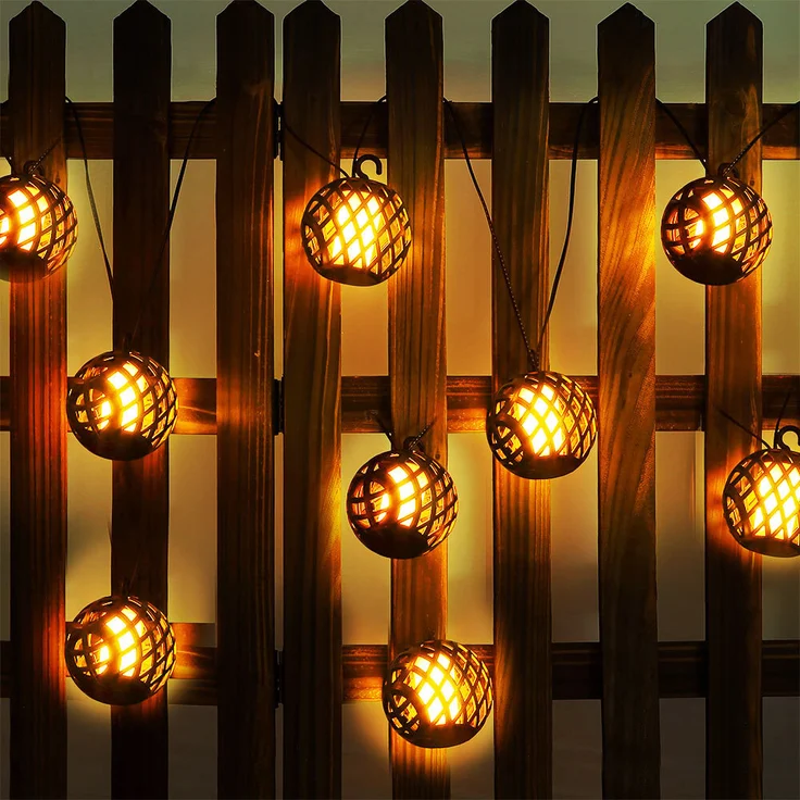 LED Solar Lichterkette, 8x Kugel, Flammen-Effekt, L 200 cm – Bild 2