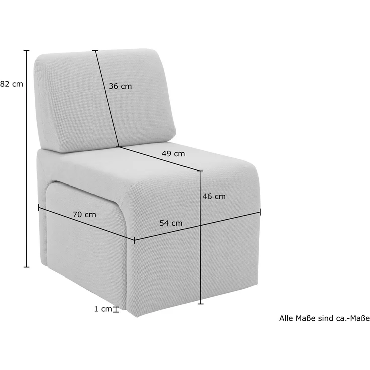 DOMO. collection Sessel 700017, Polstersessel mit Einschubhocker, rechteckig, gepolsterte Rückenlehne, Hocker im Sessel verstaubar, platzsparend, Polsterganitur, 54 x 70 x 82 (BxTxH), schwarz – Bild 7