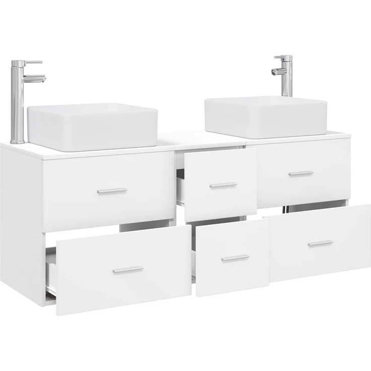 vidaXL Badezimmerschrank-Set 3 stk. Weiß 129 x 41 x 80 cm 3405827 – Bild 3