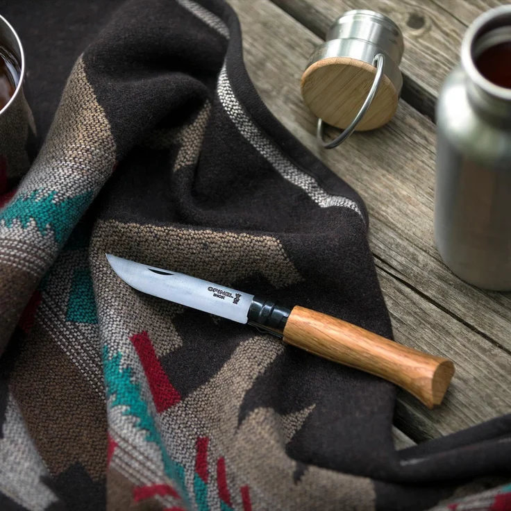 Opinel Tradition Luxury N°08 - Klappmesser - 8.5 cm - mattschwarze Klinge, gelbbraun mit gleichmäßig marmoriertem Griff – Bild 5
