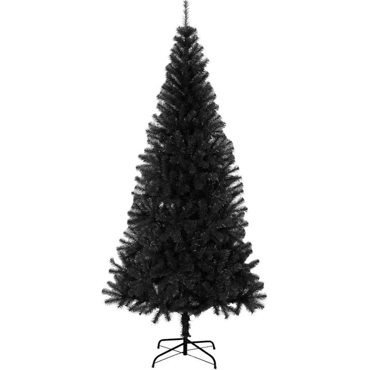 vidaXL Weihnachtsbaum mit LED-Beleuchtung Schwarz 180 cm PVC und Stahl 3396478 – Bild 5