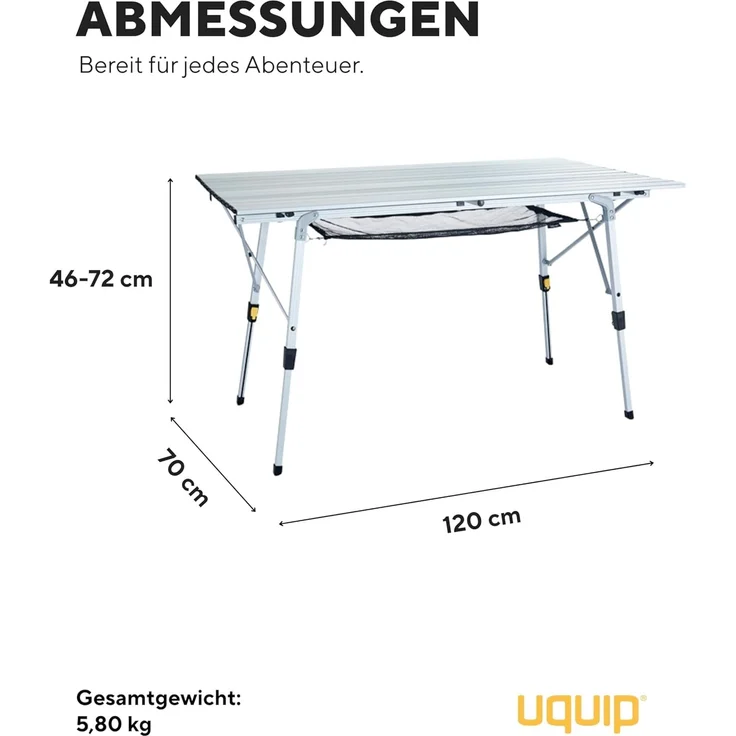 Uquip Variety L Falttisch, 120x70 cm, silber – Bild 2