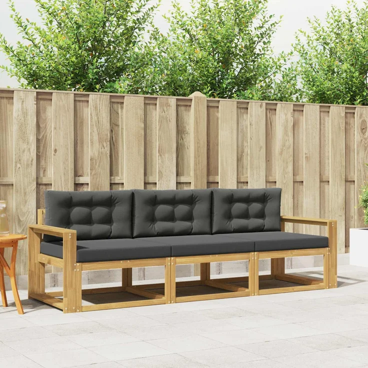 vidaXL Outdoor-Sofagarnitur 3 stk. Weiß und Anthrazit Polyester 3385996 – Bild 1
