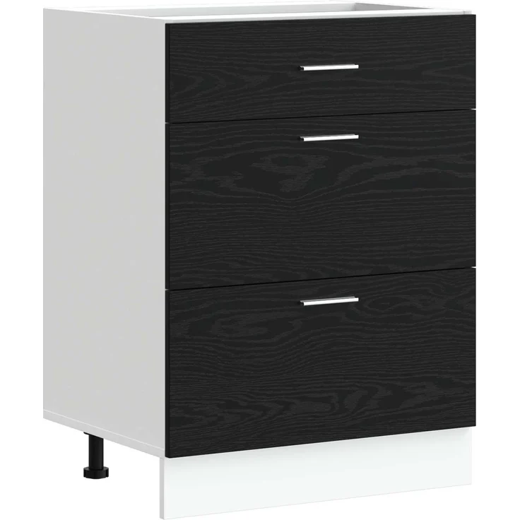 vidaXL Küchenunterschrank Schwarz Eichen-Optik 60 x 46 x 81,5 cm 876694 – Bild 2