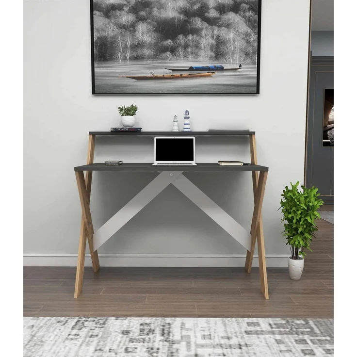 Skye Decor 'X - Anthracite, Atlantic Pine' Schreibtisch, Anthrazit / Atlantik-Kiefer, 90 x 88 x 50 cm – Bild 2