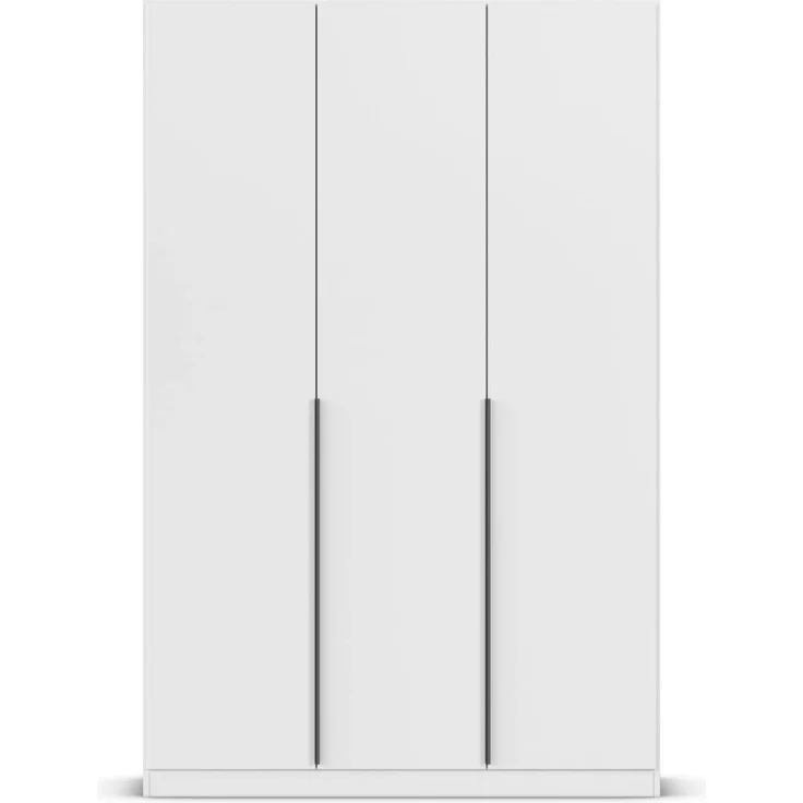 Rauch Möbel Alabama, Kleiderschrank, Garderobe, 3-türig, Zubehör Premium, 2 Kleiderstangen, 7 Einlegeböden, Schubladeneinsatz, Farbe Weiß, Griff Grau metallic, 136 x 229 x 54 cm – Bild 6