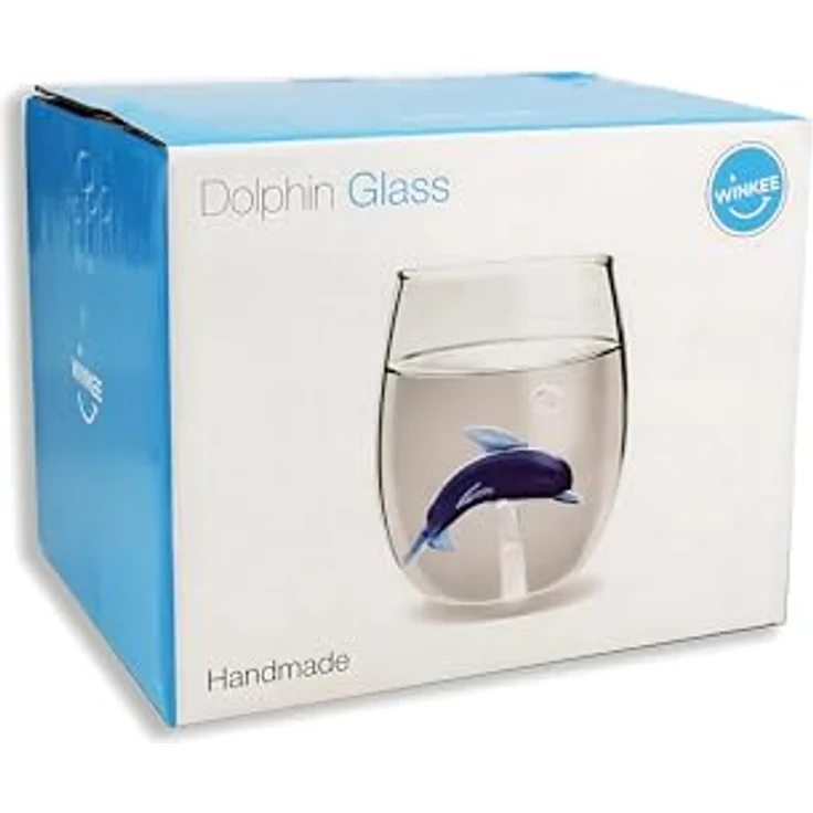 Winkee Glas Winkee - Handgemachtes Delphin Glas, Kristall-Trinkglas, Dessertg – Bild 2