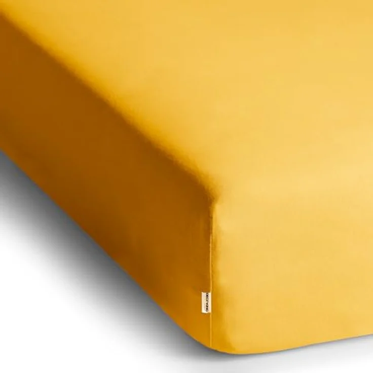 DecoKing Spannbettlaken 120x200 140x200 cm 100% gekämmte Baumwolle Gelb Spannbetttücher Jersey Boxspringbett Amber 120x200 140x200 – Bild 4