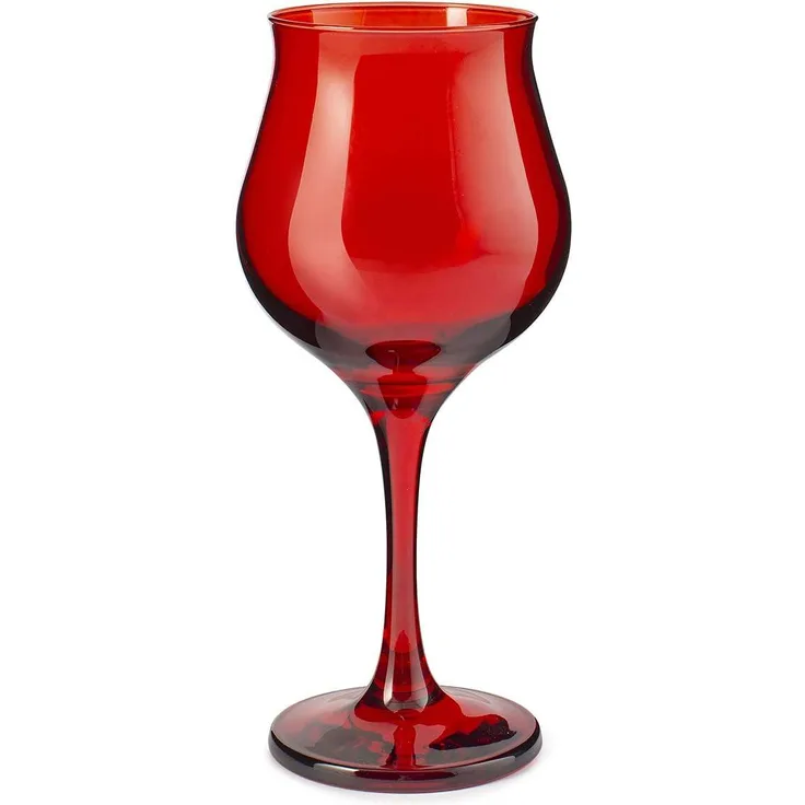 Pasabahce 518728 Wavy Set aus 6 Weingläsern, Glas, Rot, cl37