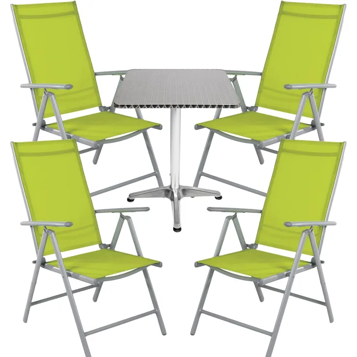 Bistrogarnitur 5-teilig Aluminium - Textilen / Lime