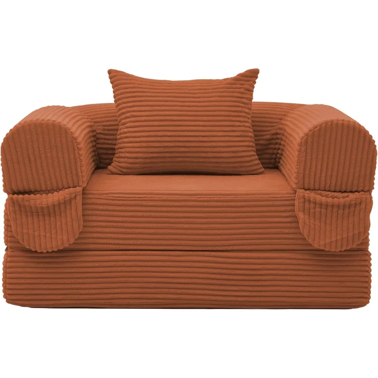Schlafsofa, Cord, klappbar, 2-in-1-Funktion & platzsparend, 120x85x65 cm, Orange – Bild 3