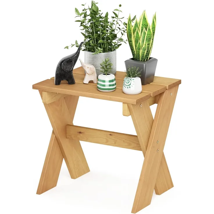 Furinno Tioman Outdoor-Beistelltisch aus Hartholz, Blumenständer, Kiefernholz