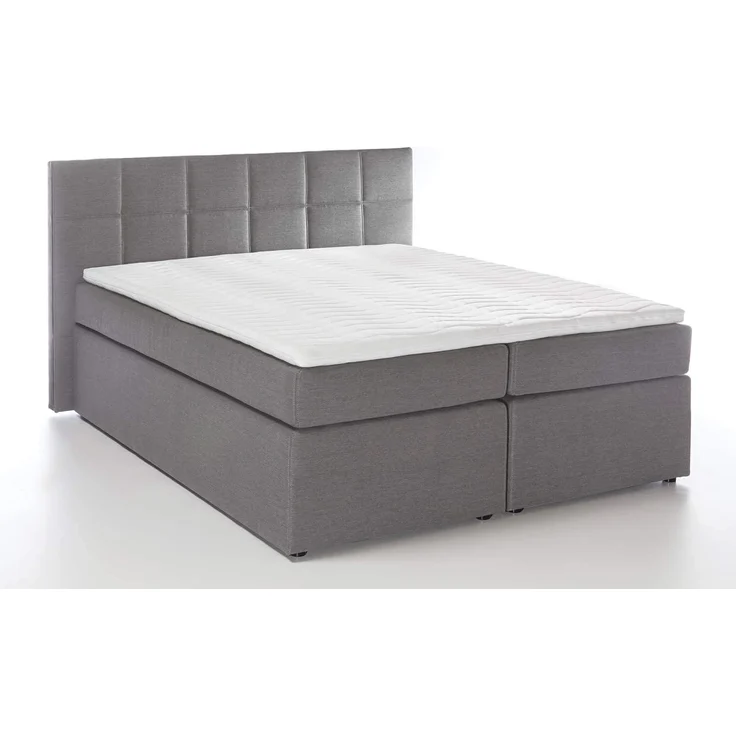 Möbelfreude Boxspringbett Boxspringbett Bea Hellgrau 200x220 cm H3, Hellgrau 200x220 cm H3 7-Zonen Taschenfederkern-Matratze + Bonell-Fede