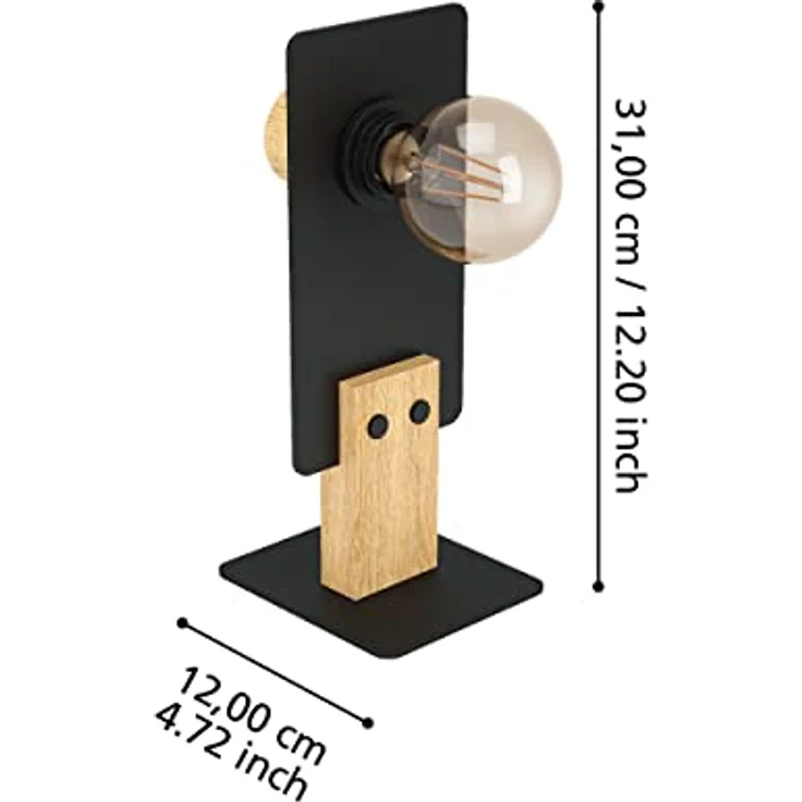 EGLO Tischlampe Bramerton, ausgefallene Nachttischlampe aus Holz und schwarzem Metall, FSC-zertifiziert, für Wohnzimmer und Schlafzimmer – Bild 3